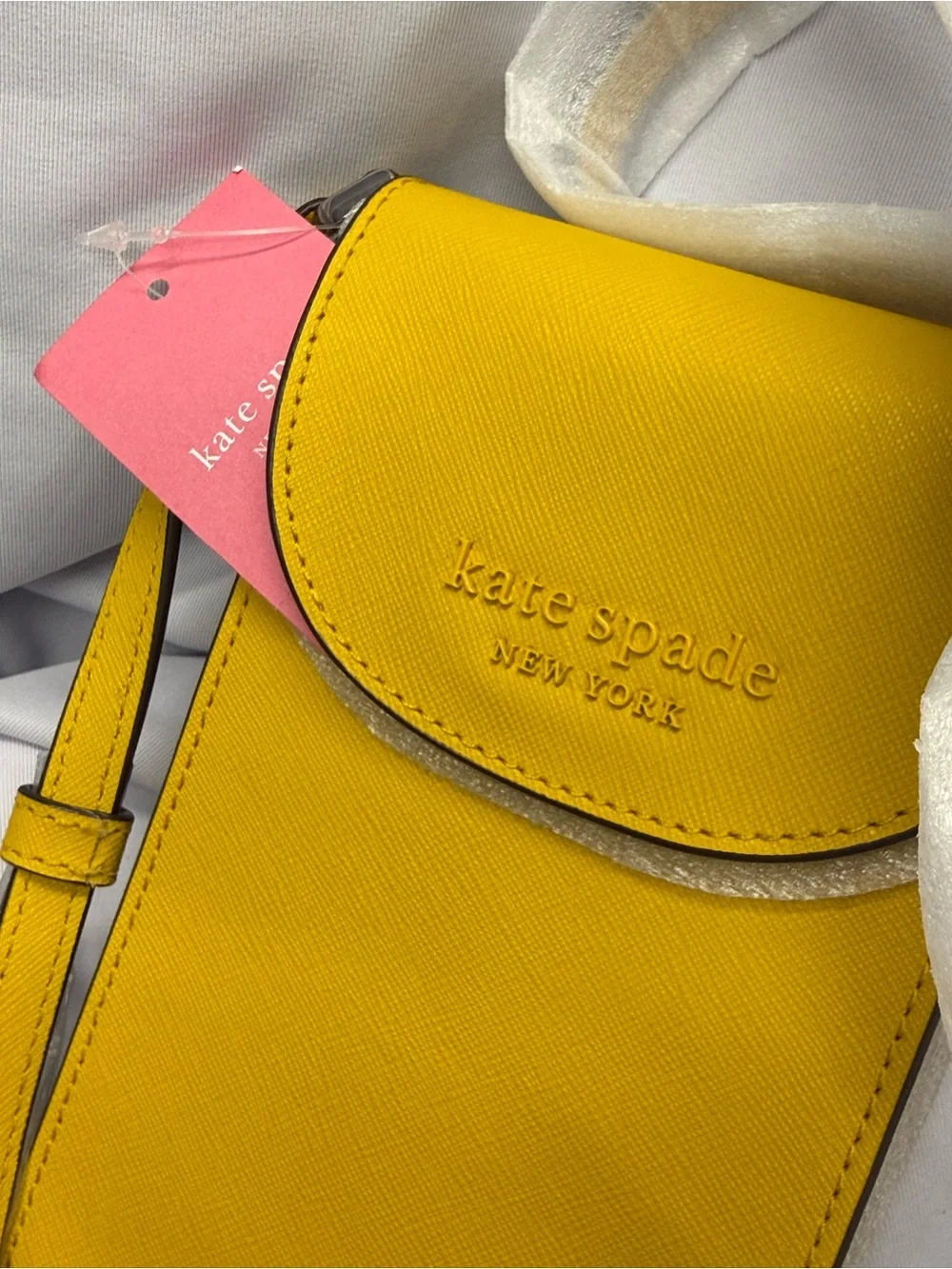 (new+tag) Kate Spade yellow saffiano league crossbody phone bag 7.25 x 4.25 inch